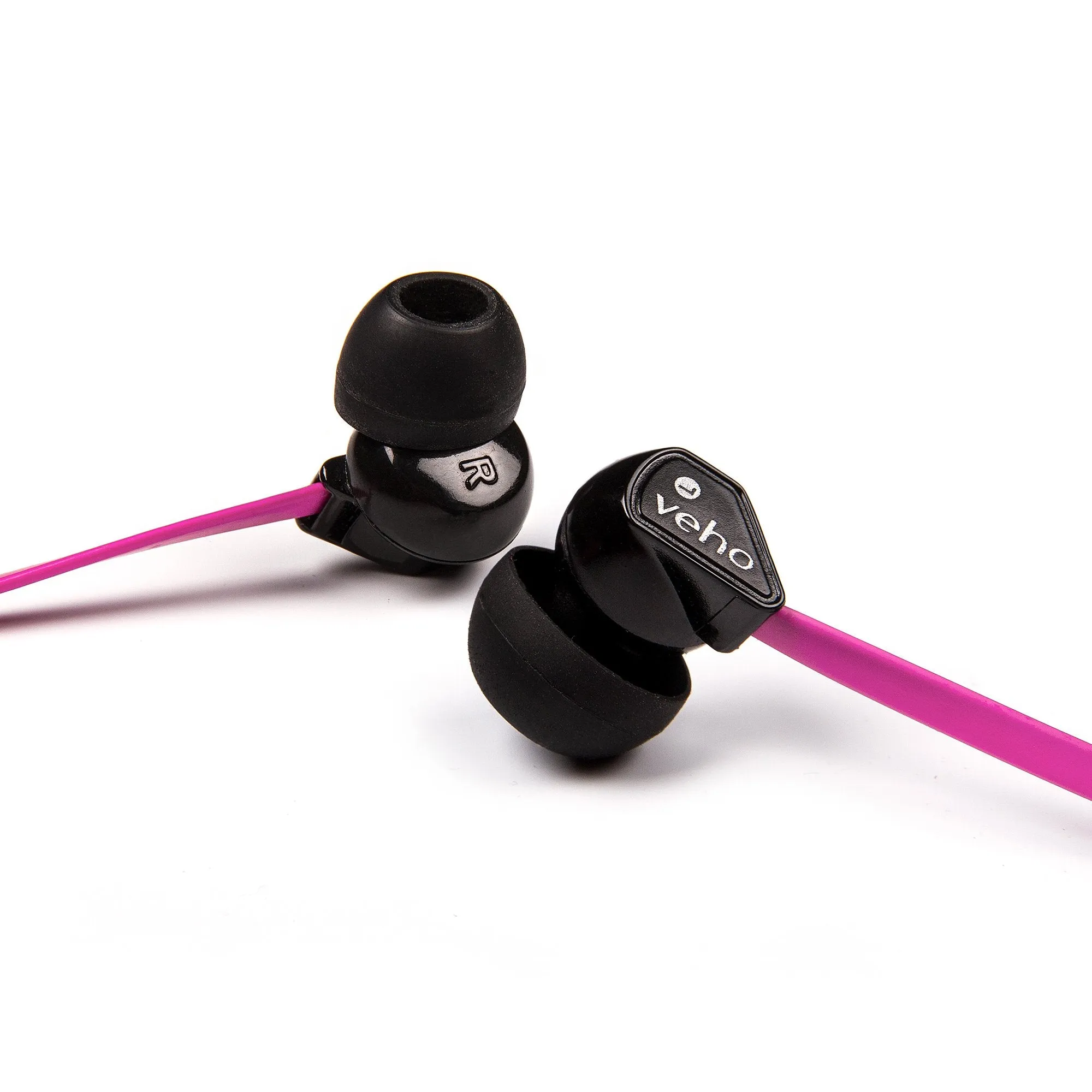 Veho 360 Z-1 Stereo Noise isolating Earphones with flex 'anti' tangle cord system - Pink