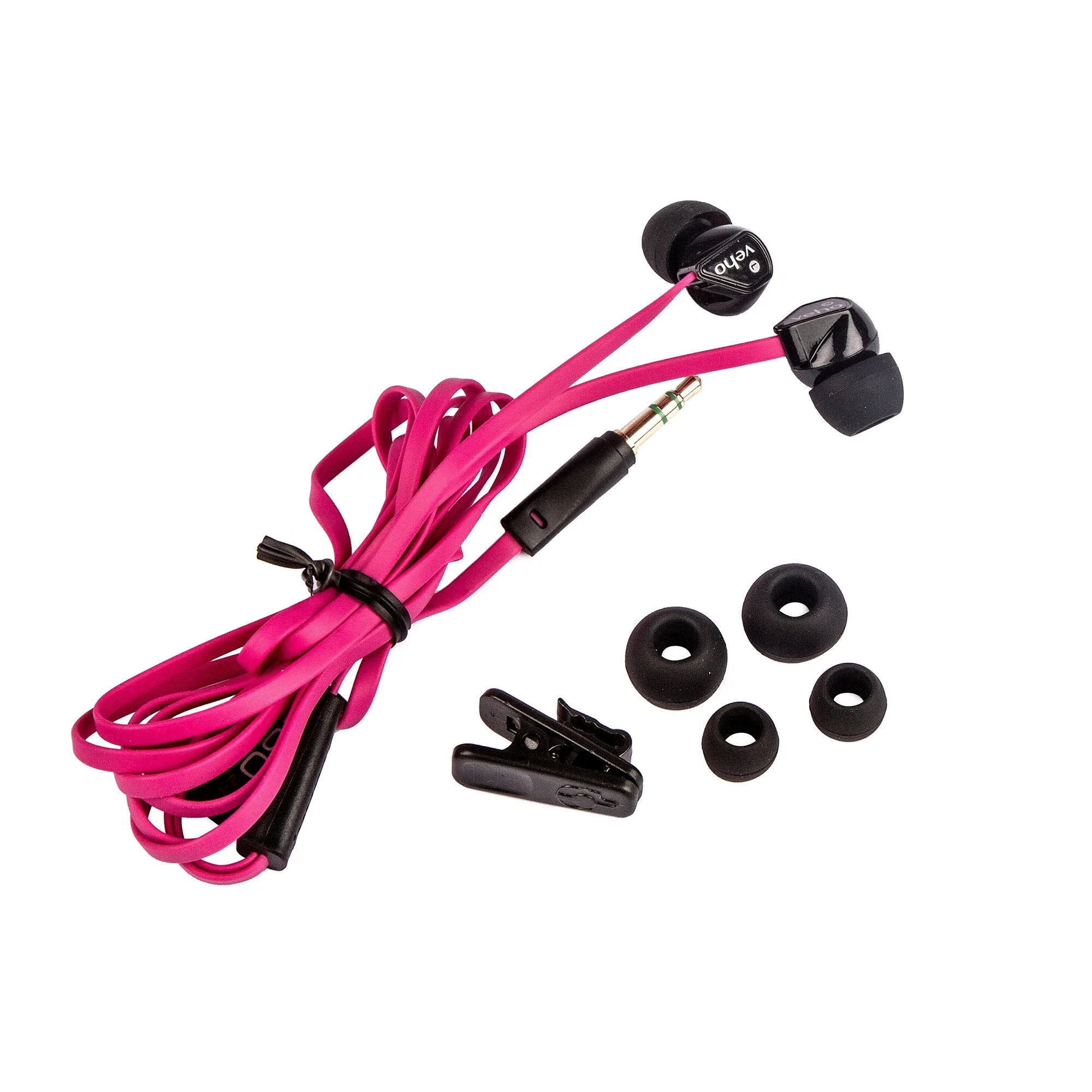 Veho 360 Z-1 Stereo Noise isolating Earphones with flex 'anti' tangle cord system - Pink