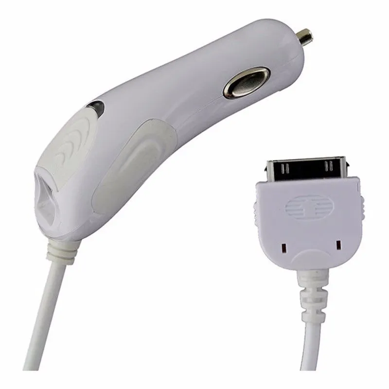 Ventev Car Charger with 30-Pin Connector for 1st Gen Apple Devices - White