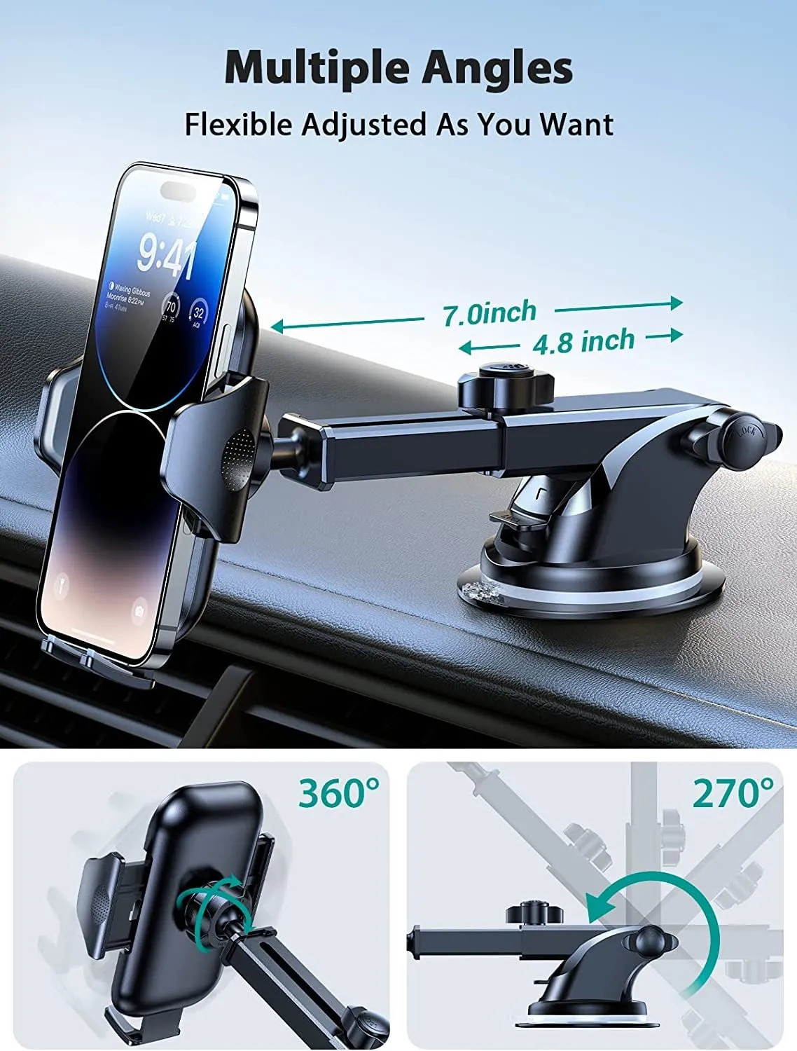 VICSEED Car Phone Holder Mount [Powerful Suction][Thick Cases & Big Phones Friendly] Universal Phone Mount for Car Dashboard Windshield Air Vent Cell Phone Holder Car for Iphone 14 /13/12