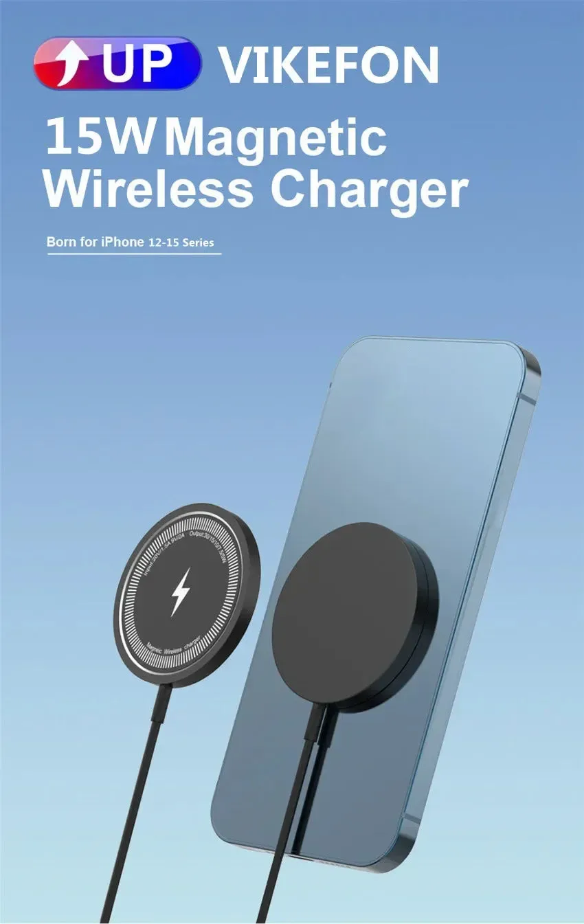 VIKEFON Magnetic Wireless Charger Fast Charging Pad Stand for iPhone 15 14 13 12 Pro Airpods PD Magnet Phone Chargers Station