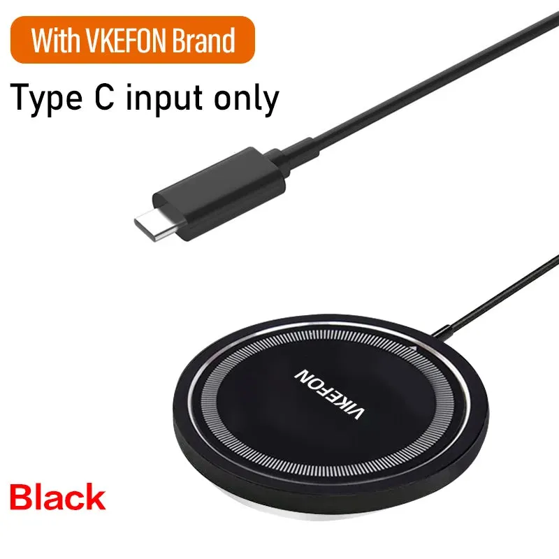 VIKEFON Magnetic Wireless Charger Fast Charging Pad Stand for iPhone 15 14 13 12 Pro Airpods PD Magnet Phone Chargers Station