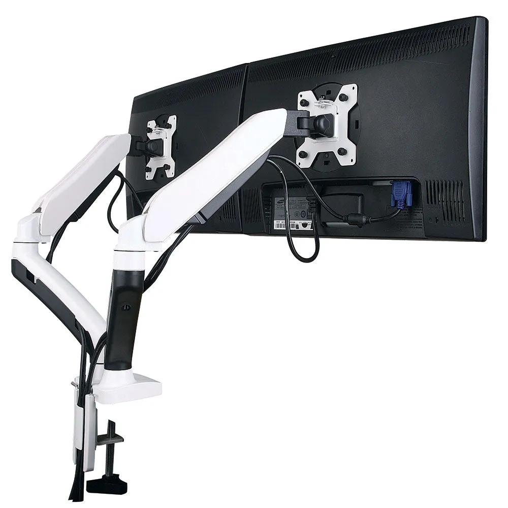 Visby Ergonomic Gas Assisted Flat Screen Twin Monitor Arms