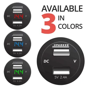 Voltmeter USB Charger Dual Ports for Auto or Marine