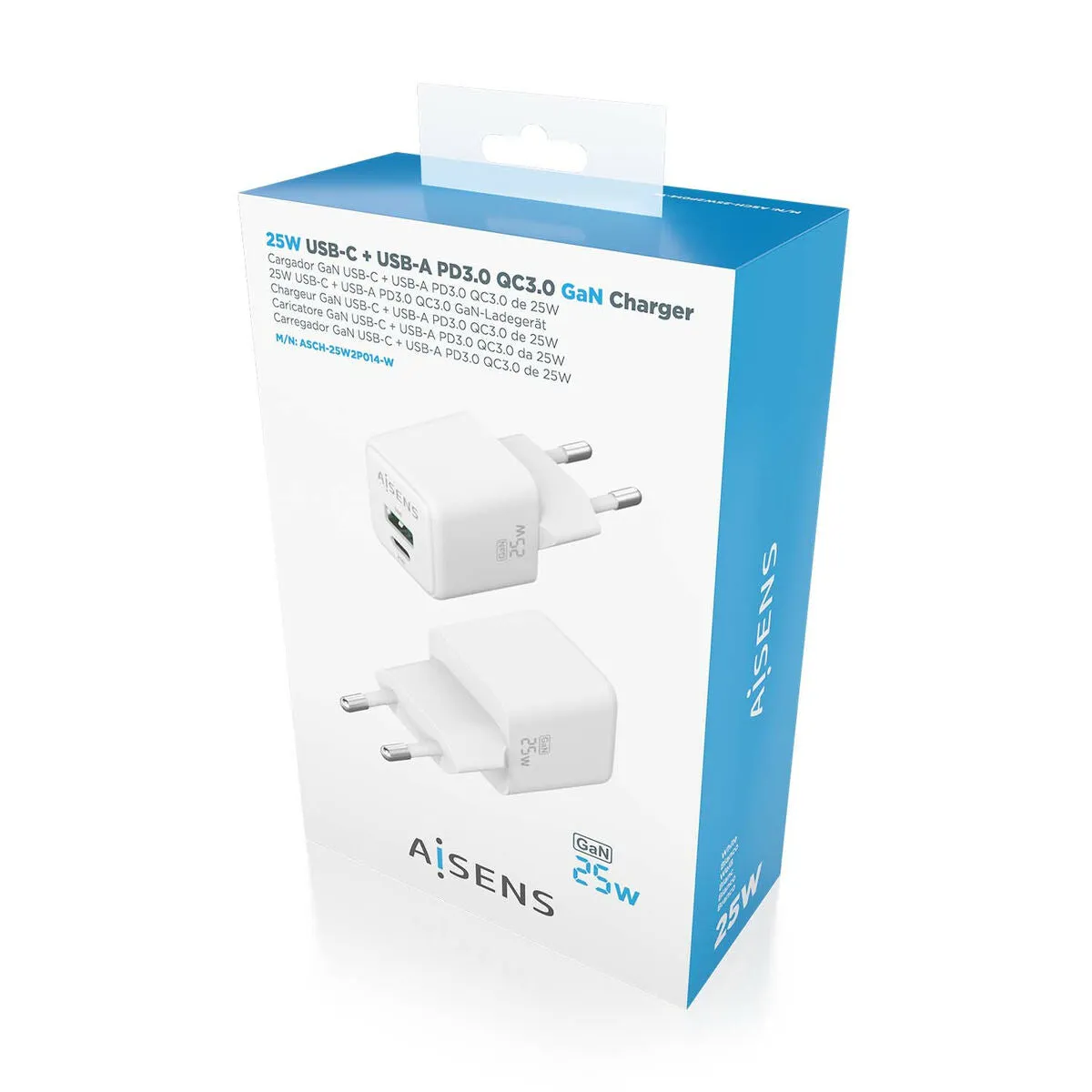 Wall Charger Aisens ASCH-25W2P014-W White 25 W (1 Unit)