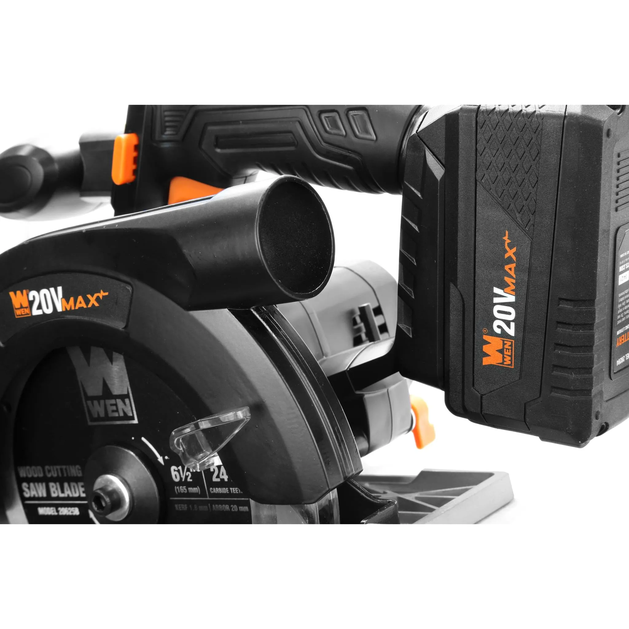 WEN 20625 20V Max 6.5-Inch Cordless Circular Saw with 4.0 Ah Lithium-Ion Battery and Charger