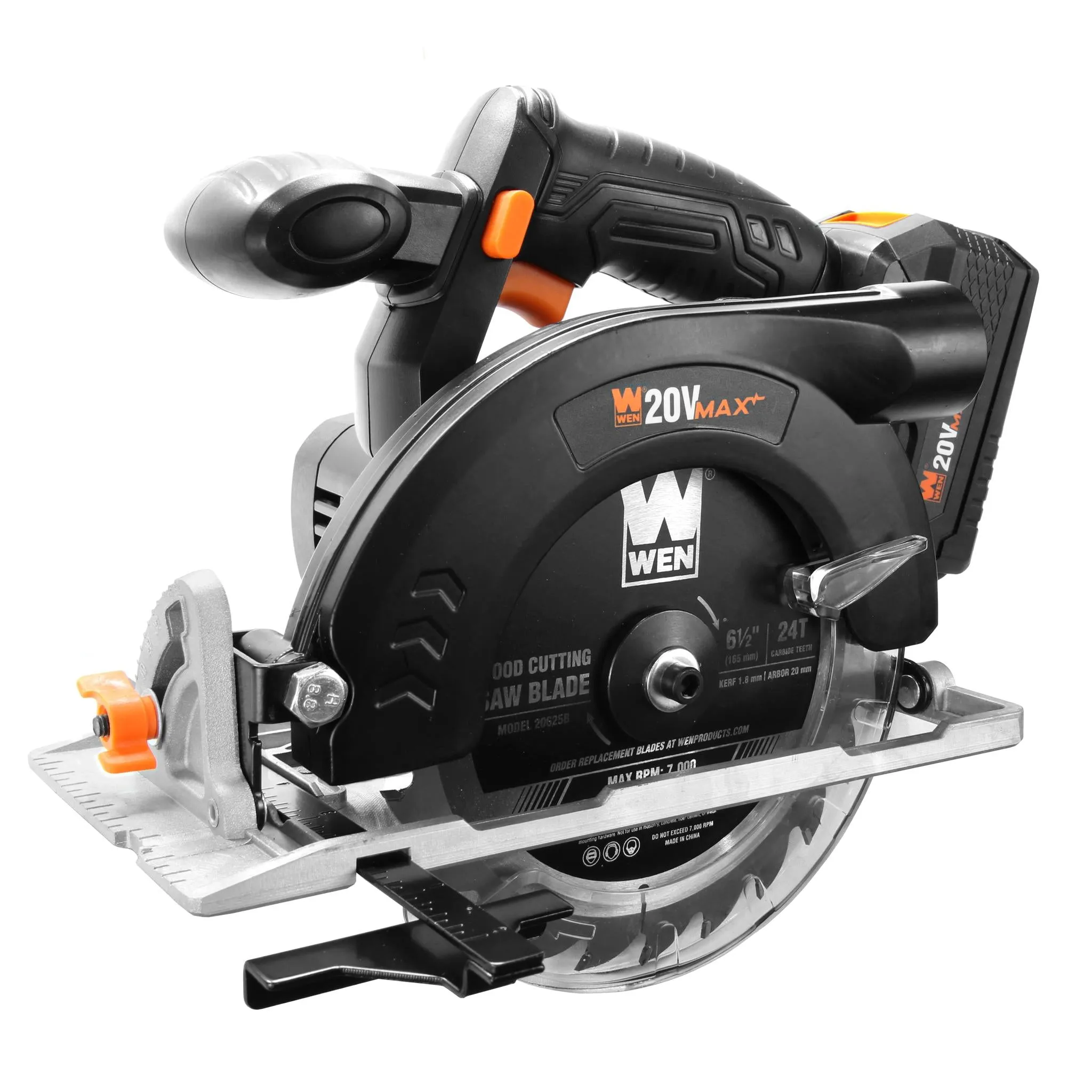 WEN 20625 20V Max 6.5-Inch Cordless Circular Saw with 4.0 Ah Lithium-Ion Battery and Charger