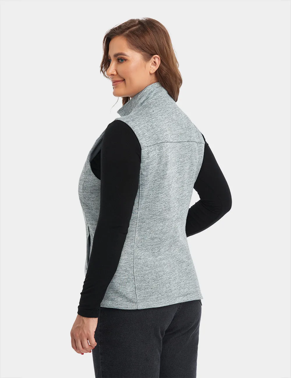 Women's Heated Fleece Vest - Flecking Grey/Purple