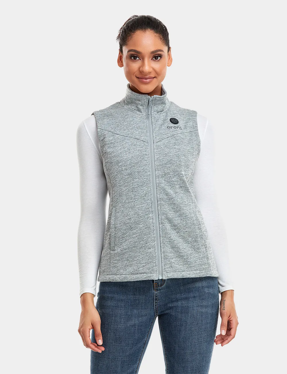 Women's Heated Fleece Vest - Flecking Grey/Purple