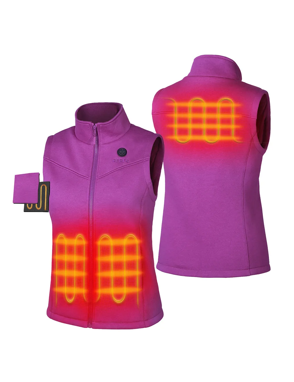 Women's Heated Fleece Vest - Flecking Grey/Purple