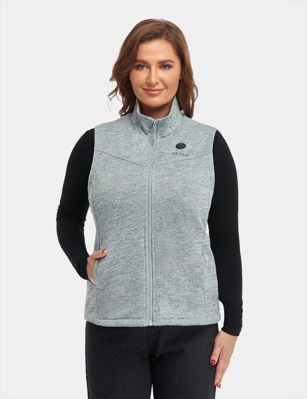 Women's Heated Fleece Vest - Flecking Grey/Purple