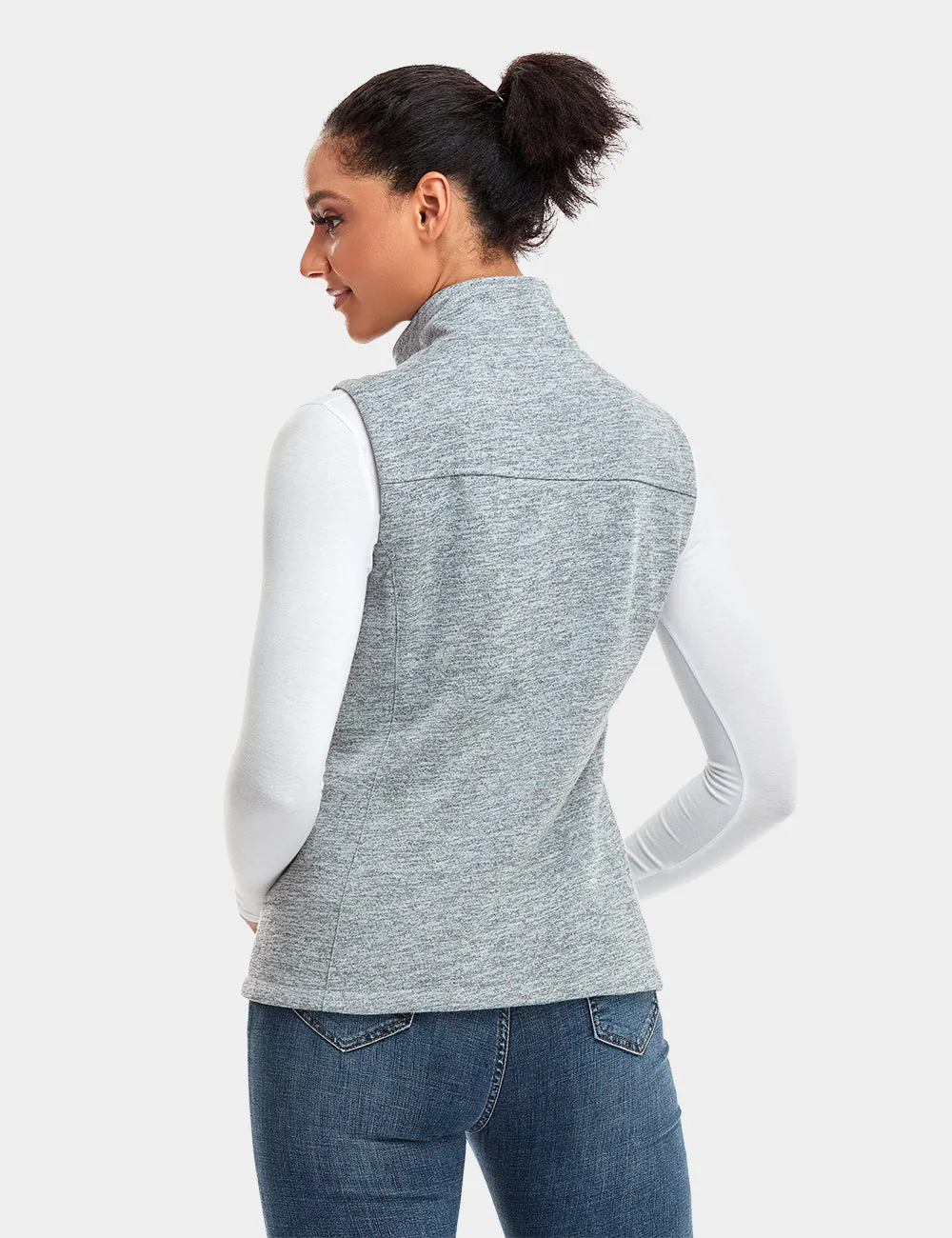 Women's Heated Fleece Vest - Flecking Grey/Purple