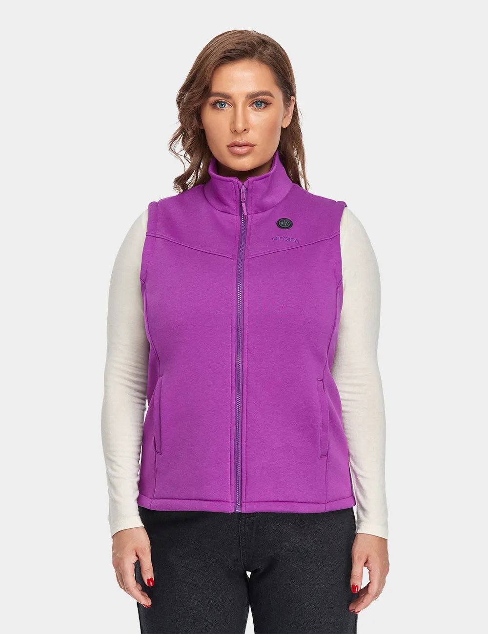 Women's Heated Fleece Vest - Flecking Grey/Purple