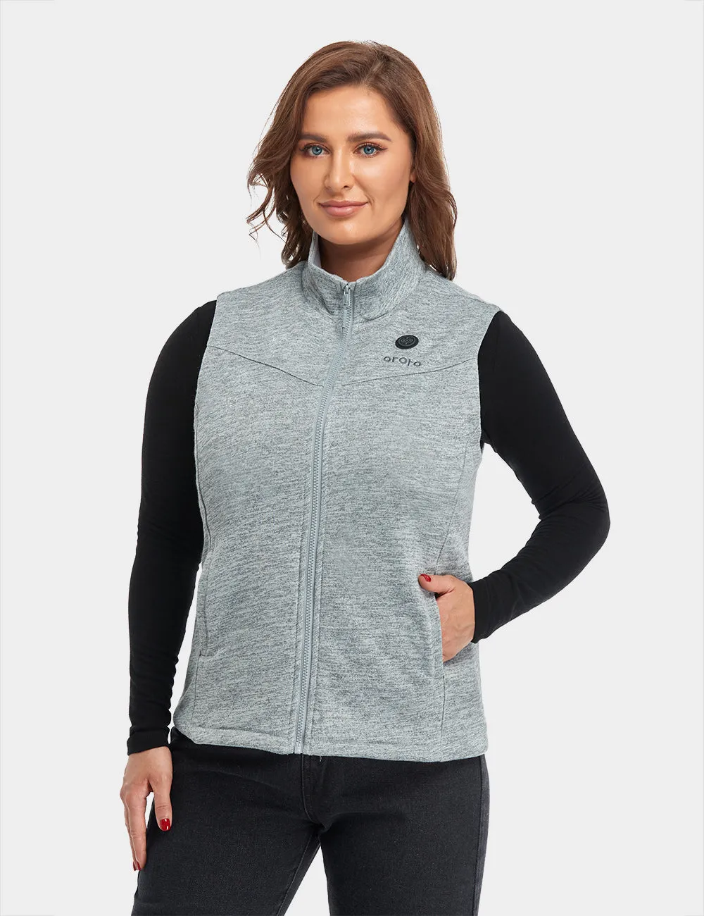 Women's Heated Fleece Vest - Flecking Grey/Purple