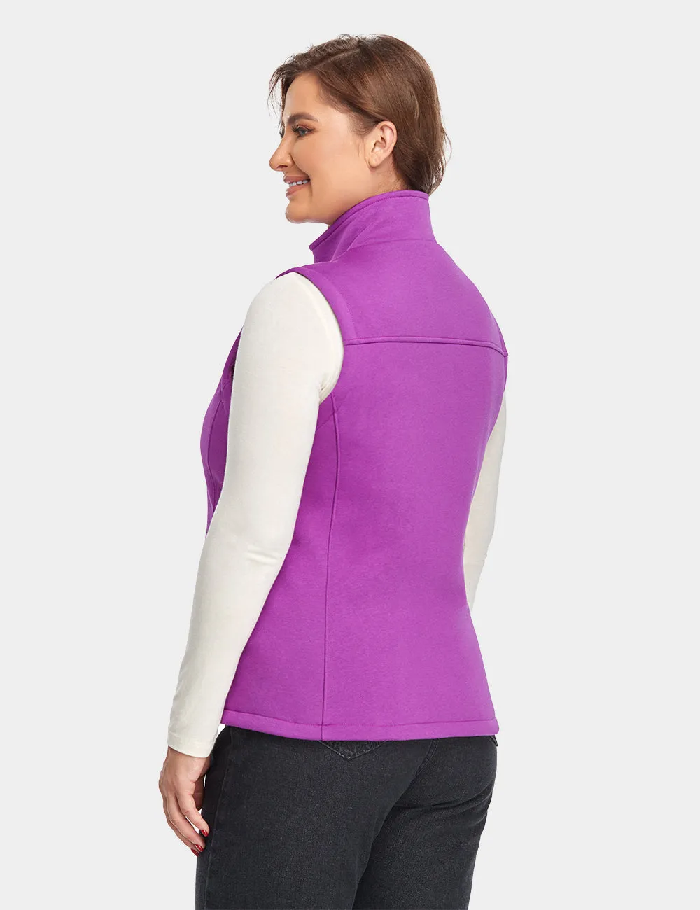 Women's Heated Fleece Vest - Flecking Grey/Purple