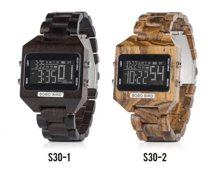 Wooden Watch with LED Digital For Men and Women