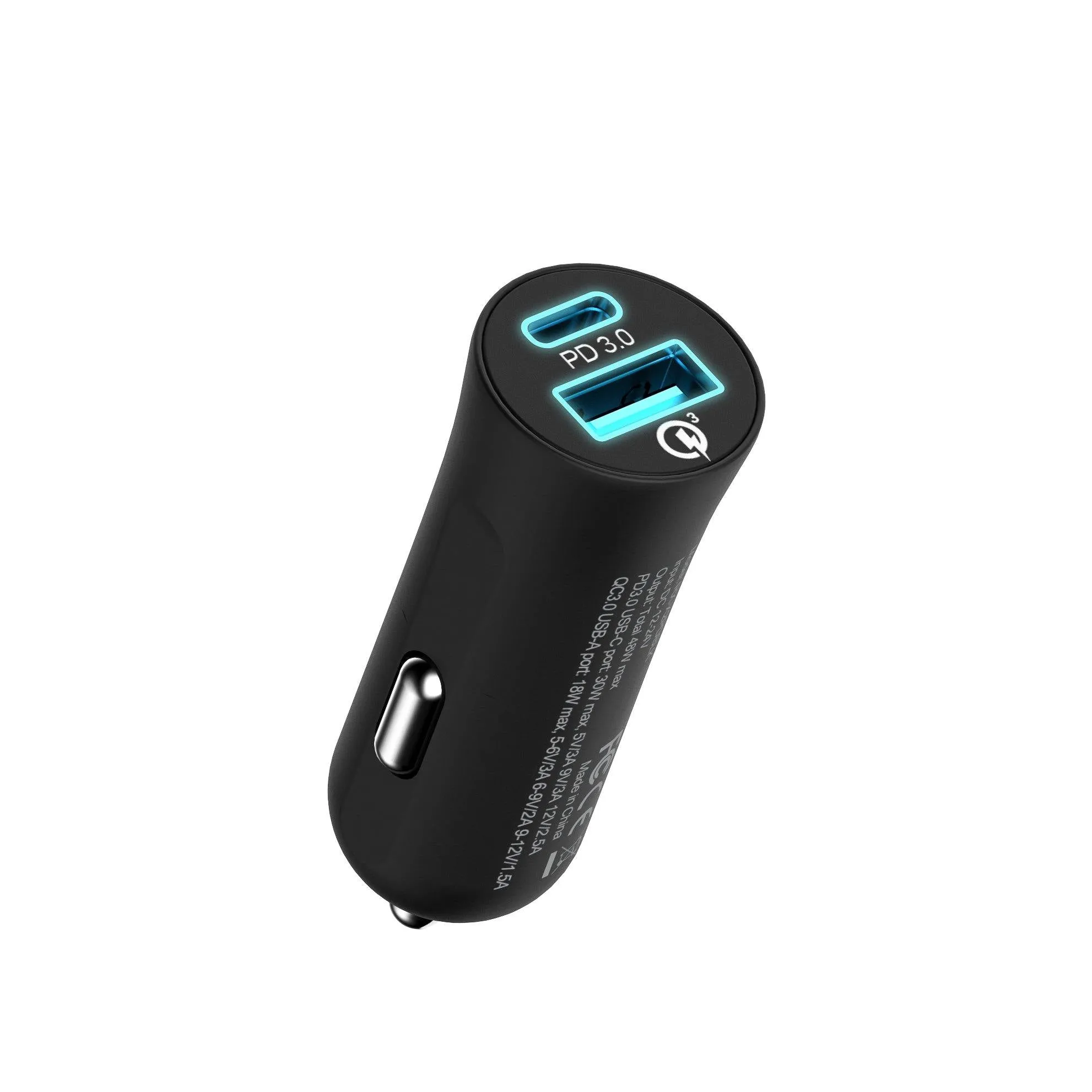 X2PD Compact & Fast Dual Car Charger with 30W USB-C PD - Black