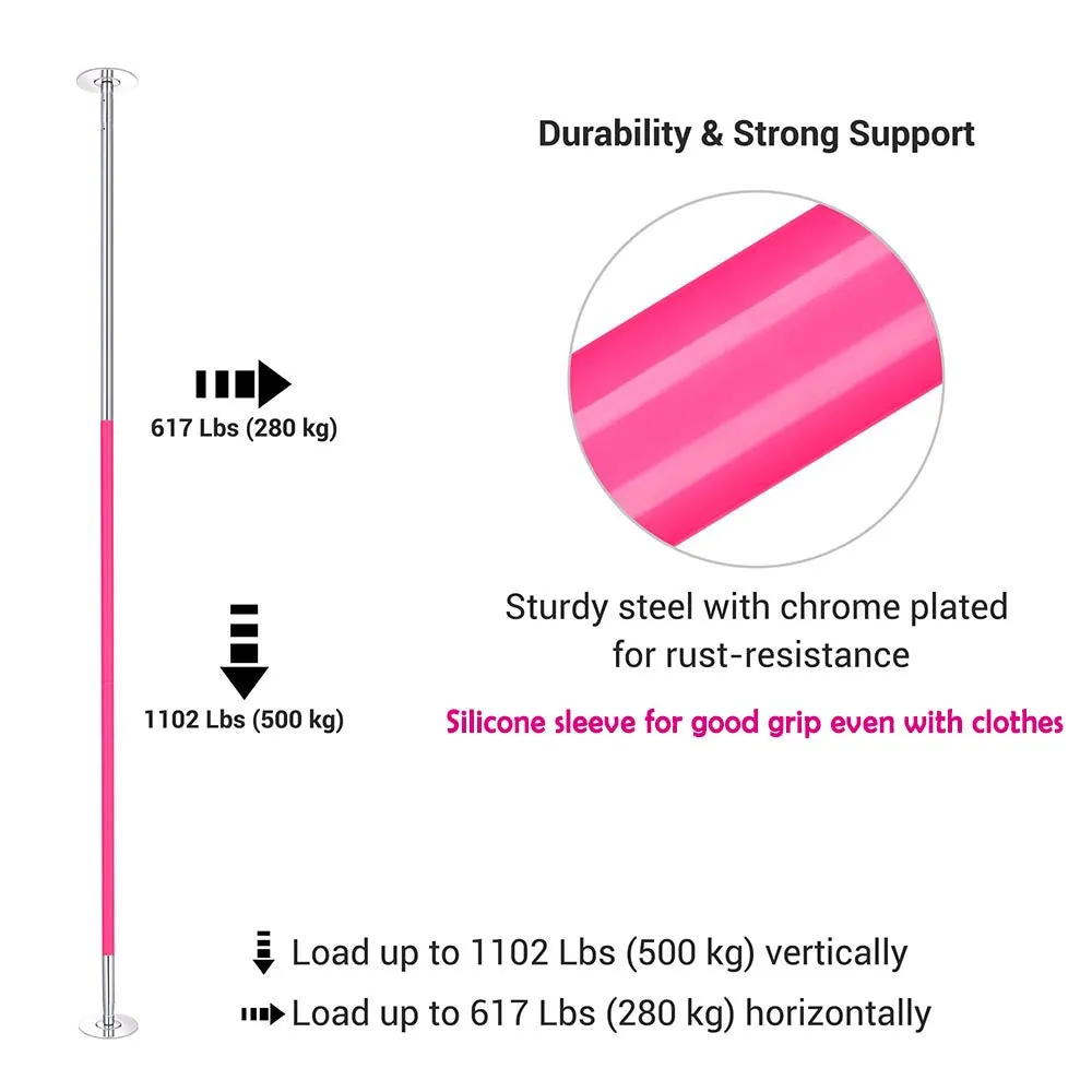 Yescom 12.6ft Silicone Portable Spinning Pole D45mm