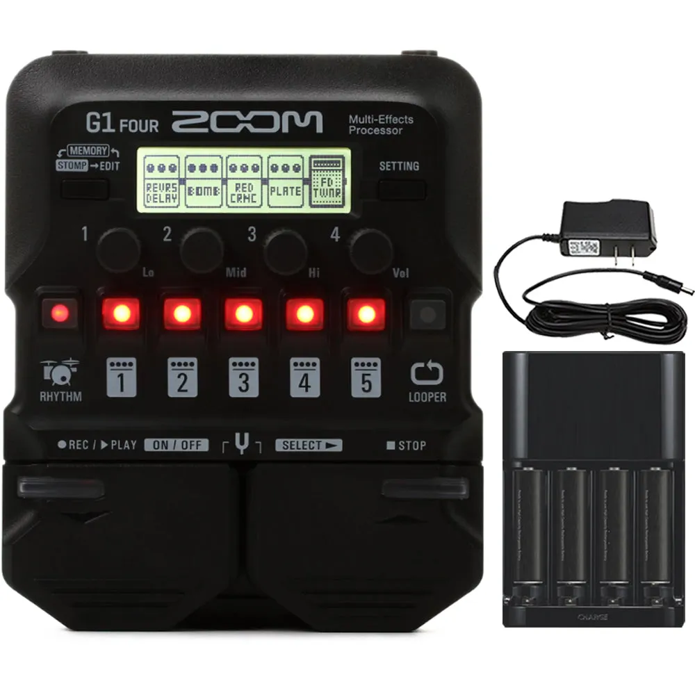 Zoom G1 Four Multi-Effects Processor for Electric Guitar   PP9V Pig Power 9V DC 1000ma Power Supply